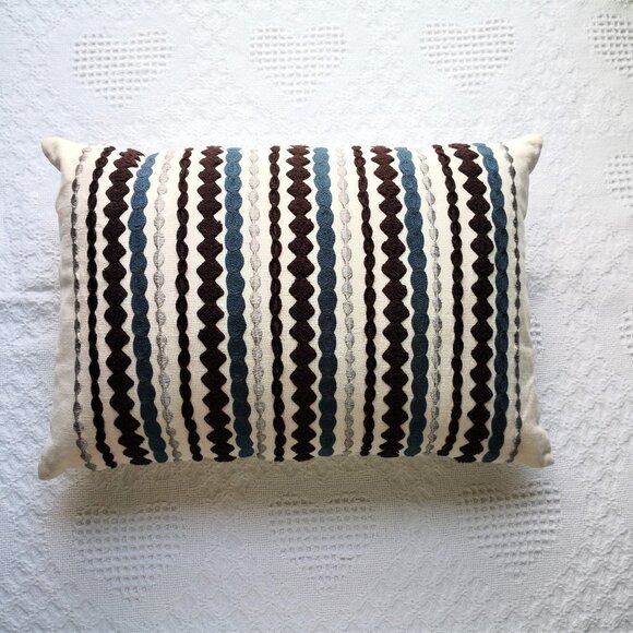 Crate & Barrel Strip Throw Pillow 18"x12" - Picture 1 of 4